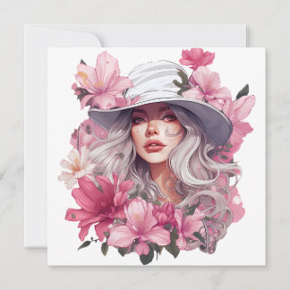 Aquarellfarbenes Blumenportrait eines schönen Mädc