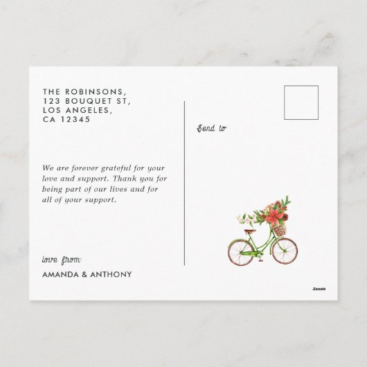 Aquarellfarbenes Blumenradfahrrad Weihnachten Fami (Rückseite)