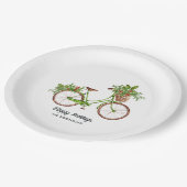 Aquarellfarbenes Blumenradfahrrad Weihnachten Part Pappteller (Schrägansicht)