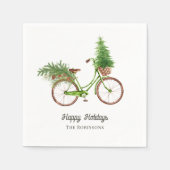 Aquarellfarbenes Blumenradfahrrad Weihnachten Part Serviette (Vorderseite)