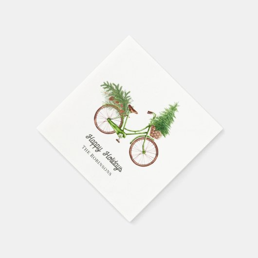 Aquarellfarbenes Blumenradfahrrad Weihnachten Part Serviette (Ecke)