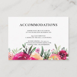 Aquarellfarbenes Blumenrosa Hochzeitshotel Unterku Begleitkarte