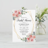 Aquarellfarbenes Blumenrosa Rose Brautparty Einladung (Stehend Vorderseite)