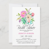 Aquarellfarbenes Blumenrosa Sukkultes Brautparty Einladung (Vorderseite)