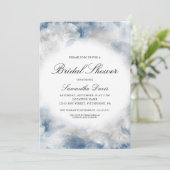 Aquarellfarbenes Brautparty Abstrakt Blau und Grau Einladung (Stehend Vorderseite)