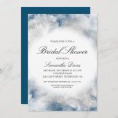 Aquarellfarbenes Brautparty Abstrakt Blau und Grau Einladung (Vorne/Hinten)