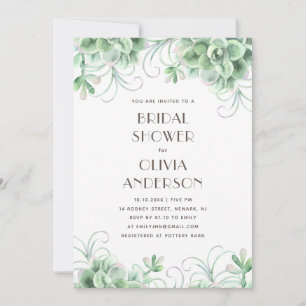 Aquarellfarbenes Brautparty. Blumenkaktus Einladung