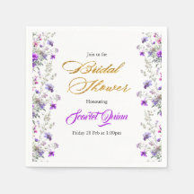 Aquarellfarbenes Brautparty mit lila Wildblume
