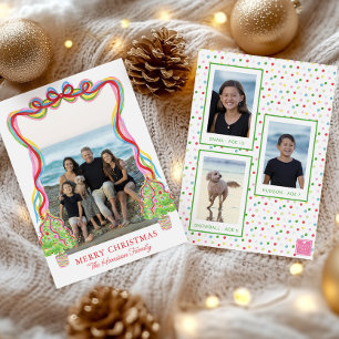 Aquarellfarbenes Confetti Weihnachtsbaumen Foto Feiertagskarte