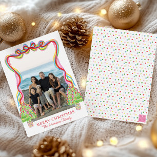 Aquarellfarbenes Confetti Weihnachtsbaumen Foto Feiertagskarte