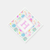 Aquarellfarbenes Derby Jerseys & Hats Monogram Serviette (Ecke)