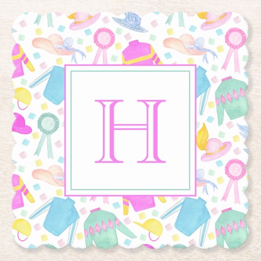 Aquarellfarbenes Derby Jerseys & Hats Monogram Untersetzer (Vorderseite)