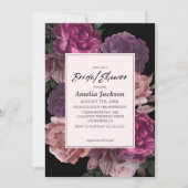 Aquarellfarbenes, dunkelmoody, schwarzes Brautpart Einladung (Vorderseite)