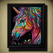 Aquarellfarbenes festes Glas Einhorn in glorreiche Poster