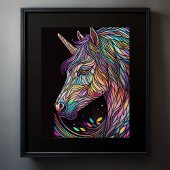 Aquarellfarbenes festes Glas Einhorn in glorreiche Poster