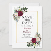 Aquarellfarbenes Foto Gold Burgund Save The Date (Vorderseite)