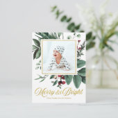 Aquarellfarbenes fröhliches und helles Weihnachtsf Postkarte (Stehend Vorderseite)