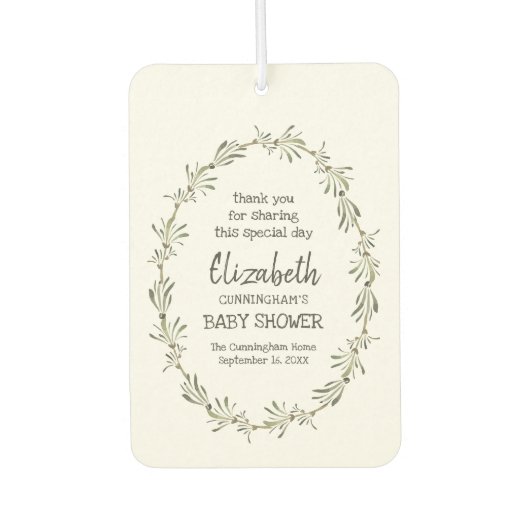 Aquarellfarbenes Green Foliage Baby Dusche Gastges Autolufterfrischer (Vorderseite)