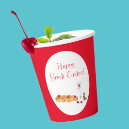 Aquarellfarbenes Griechen Ostern Brot mit sonniger Pappbecher