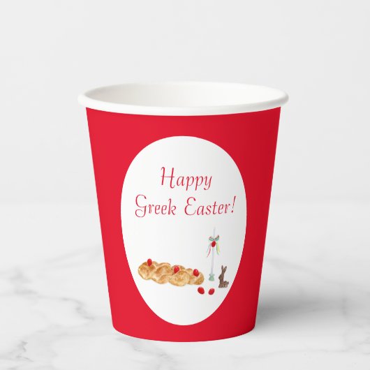Aquarellfarbenes Griechen Ostern Brot mit sonniger Pappbecher (Vorderseite)