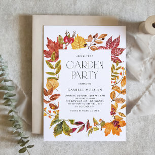 Aquarellfarbenes Herbstleaves Frame Fall Garden Pa Einladung