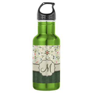 Aquarellfarbenes Kaleidoskop mit Monogramm Trinkflasche