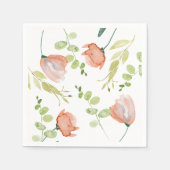 Aquarellfarbenes Korallengrün Brautparty Serviette (Vorderseite)