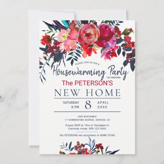 Aquarellfarbenes, lebhaftes Party Einladung (Vorderseite)