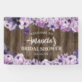 Aquarellfarbenes Lila Blumenholz-Brautparty Banner (Horizontal)