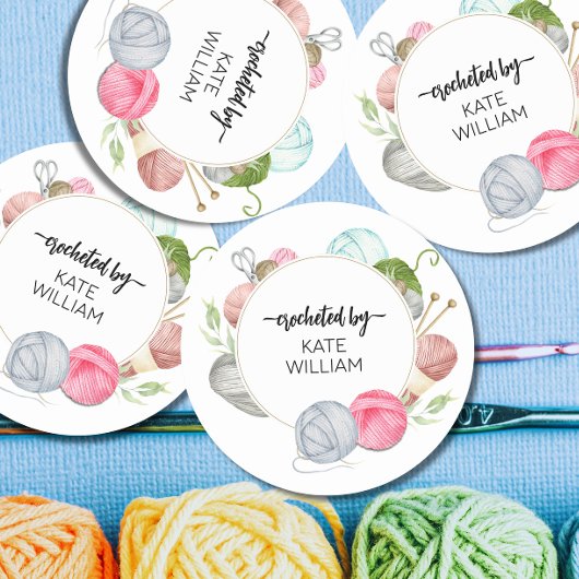 Aquarellfarbenes, mit Etiketten verziertes Garn au Runder Aufkleber