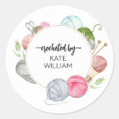 Aquarellfarbenes, mit Etiketten verziertes Garn au Runder Aufkleber (Vorderseite)