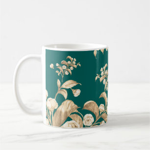 Aquarellfarbenes nahtloses Muster blühender Zweige Kaffeetasse