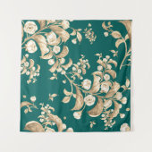 Aquarellfarbenes nahtloses Muster blühender Zweige Wandteppich (Vorderseite (Horizontal))