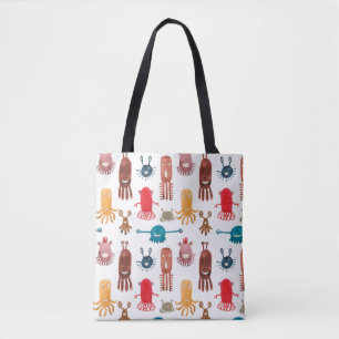 Aquarellfarbenes nahtloses Muster lustiger Monster Tasche