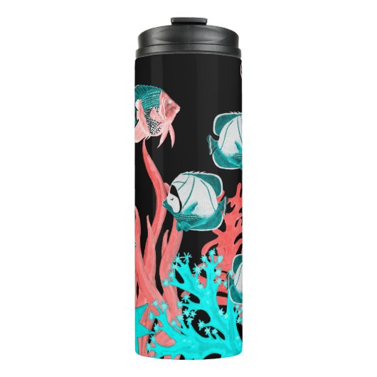 Aquarellfarbenes nahtloses Muster mit exotischen F Thermosbecher (Vorderseite)