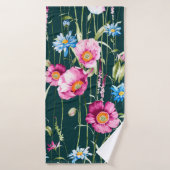 Aquarellfarbenes nahtloses Muster mit Mohnmohn-Blu Badehandtuch (Badehandtuch)