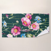 Aquarellfarbenes nahtloses Muster mit Mohnmohn-Blu Badehandtuch (Badehandtuch)