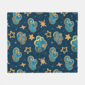 Aquarellfarbenes nahtloses Muster mit Mond, Sterne Fleecedecke (Vorderseite (Horizontal))