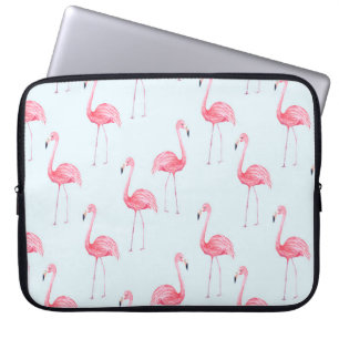 Aquarellfarbenes nahtloses Muster von Flamingo auf Laptopschutzhülle
