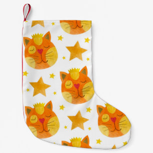 Aquarellfarbenes nahtloses Muster von Katzengesich Kleiner Weihnachtsstrumpf
