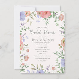 Aquarellfarbenes Niedliches Blumenwiesen Brautpart Einladung