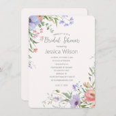 Aquarellfarbenes Niedliches Blumenwiesen Brautpart Einladung (Vorne/Hinten)