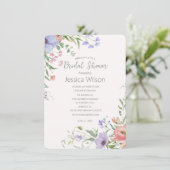 Aquarellfarbenes Niedliches Blumenwiesen Brautpart Einladung (Stehend Vorderseite)