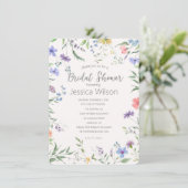 Aquarellfarbenes Niedliches Blumenwiesen Brautpart Einladung (Stehend Vorderseite)
