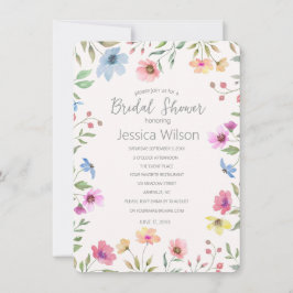 Aquarellfarbenes Niedliches Blumenwiesen Brautpart Einladung