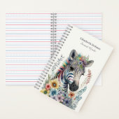 Aquarellfarbenes Niedliches Zebra mit Blume Notizblock (Innen)