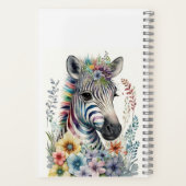 Aquarellfarbenes Niedliches Zebra mit Blume Notizblock (Rückseite)