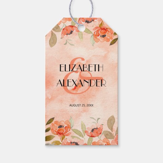 Aquarellfarbenes orangefarbenes Brautparty Gefalle Geschenkanhänger (Vorderseite)