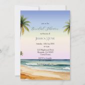 Aquarellfarbenes Palm Trees Beach Island Brautpart Einladung (Vorderseite)