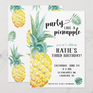 Aquarellfarbenes Party wie eine Ananas zum Geburts Einladung